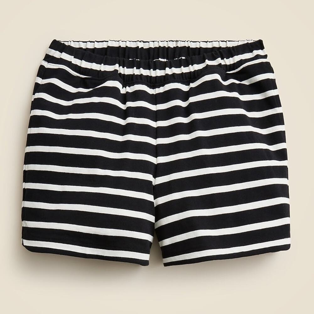 J. Crew Classic New Mariner Jersey Black and White Stripe Shorts - medium